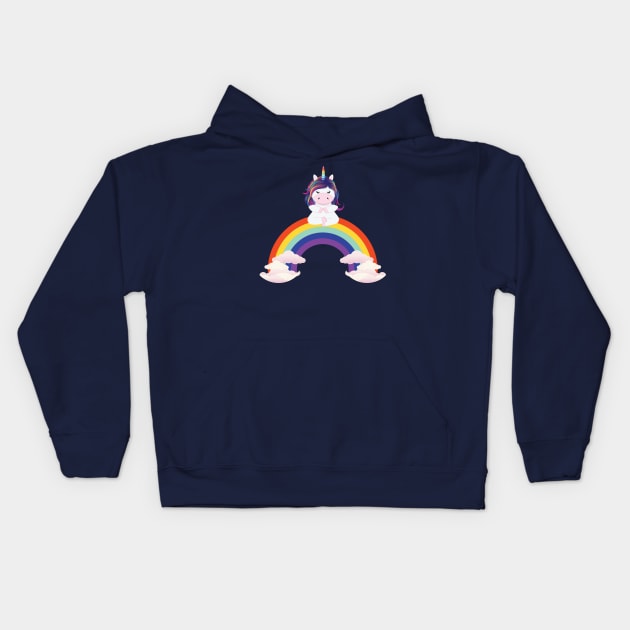Unicorn rainbow meditation Kids Hoodie by AnnArtshock